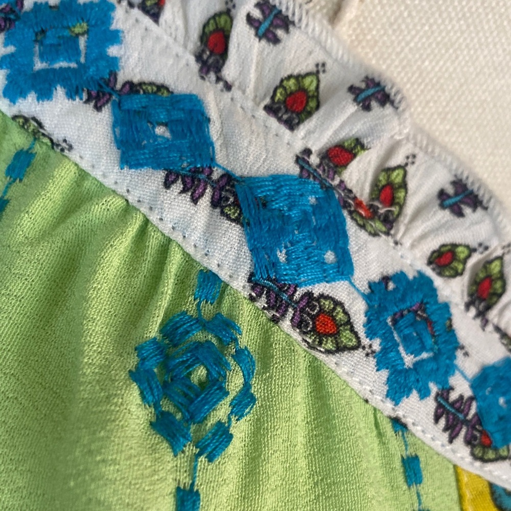 John Mark Lime Green Multi-Color Embroidered Tunic - Picture 5 of 11